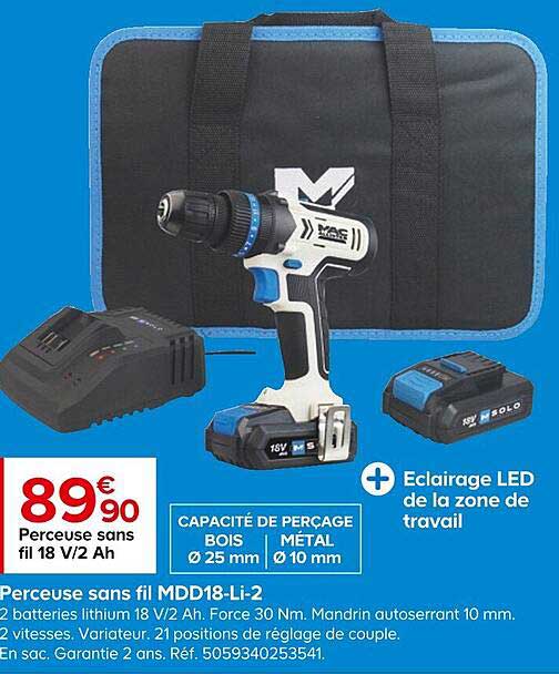 perceuse sans fil mdd18-li-2 mac allister