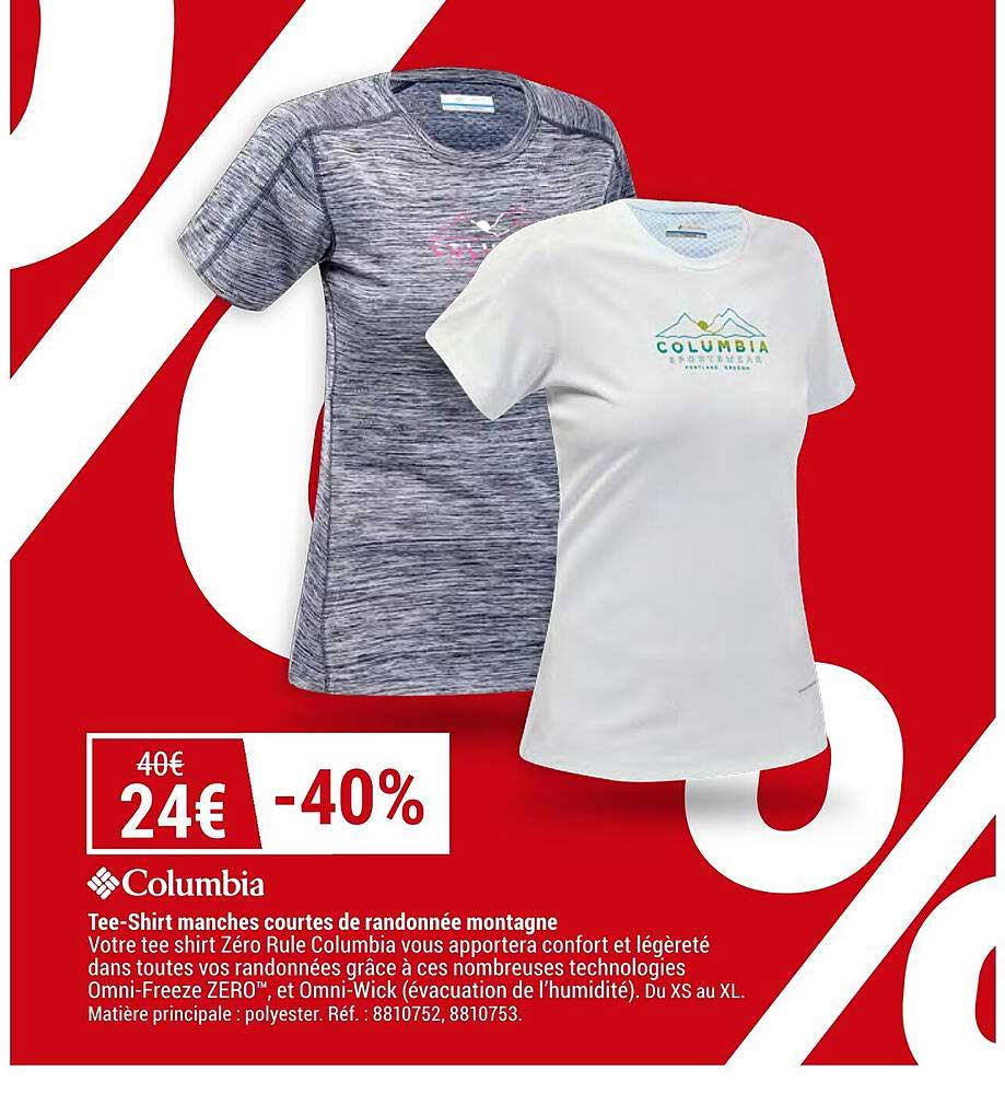 tee-shirt manches courtes de randonnée montagne columbia