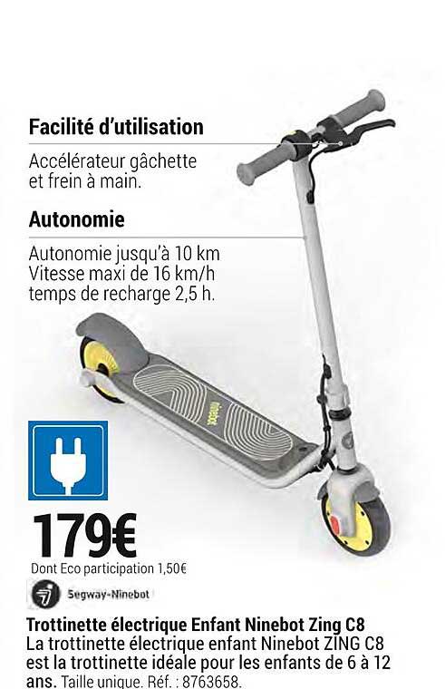 trottinette électrique enfant ninebot zing c8