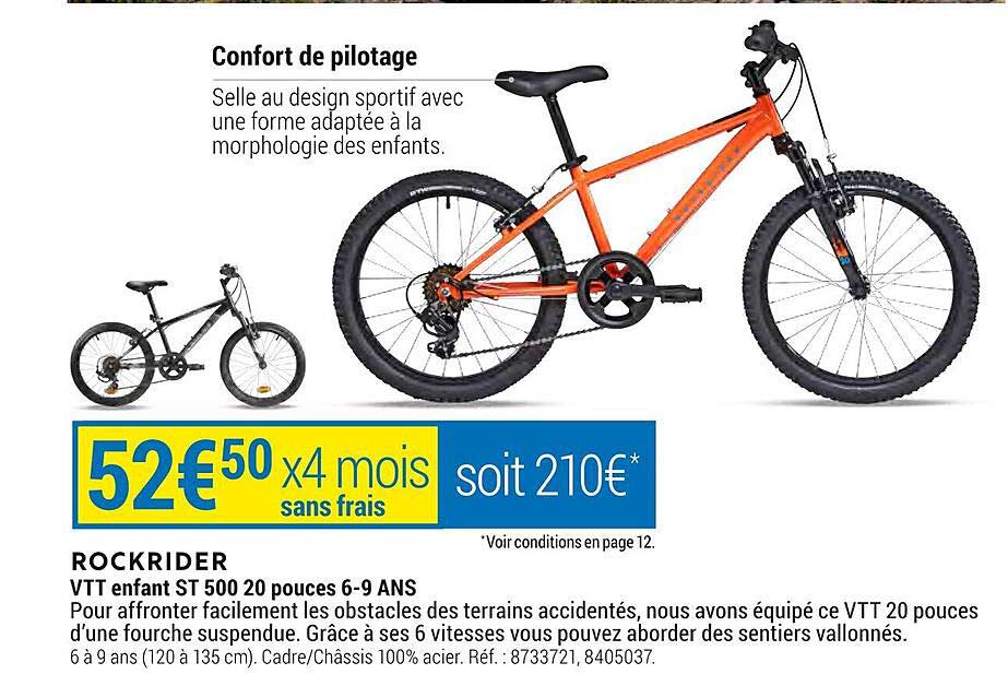 vtt enfant st 500 20 pouces 6-9 ans rockrider
