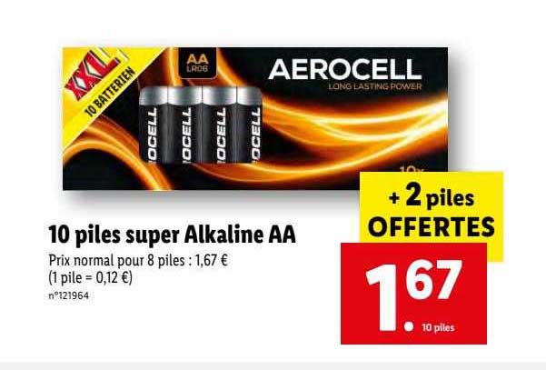 10 piles super alkaline aa