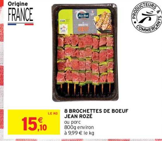 8 brochettes de bœuf jean rozé