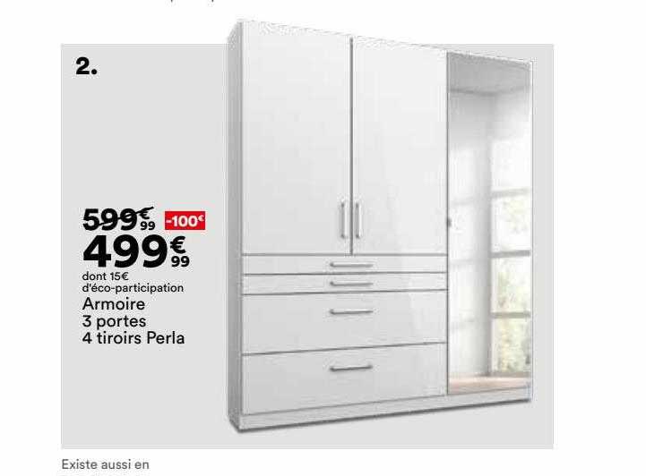 armorie 3 portes 4 tiroirs perla