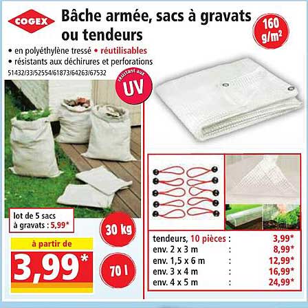 bâche armée, sacs à gravats ou tendeurs cogex