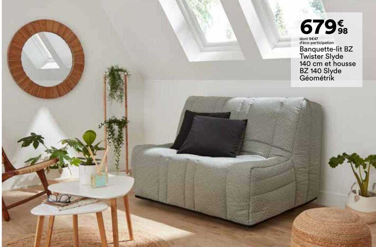 banquette-lit bz twister slyde 140 cm et housse bz 140 slyde géométrik