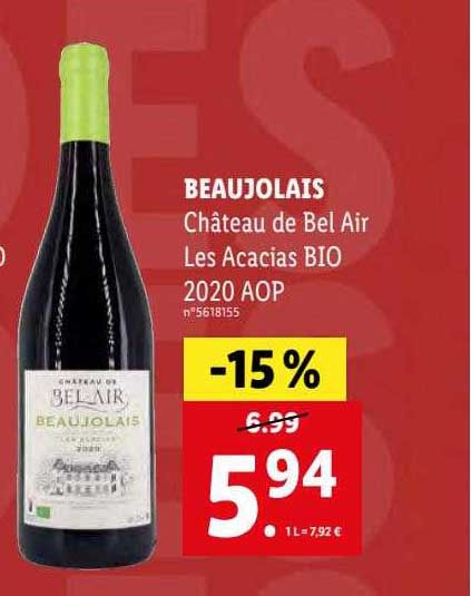 beaujolais château de bel air les acacias bio 2020 aop
