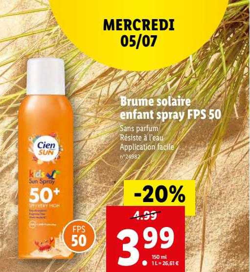 brume solaire enfant spray fps 50 cien sun