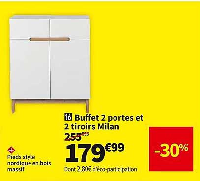 Buffet 2 Portes Et 2 Tiroirs Milan