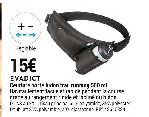 ceinture porte bidon trail running 500ml evadict