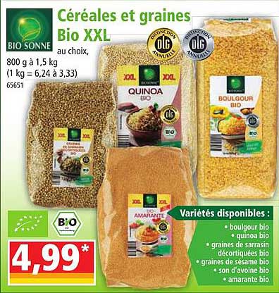 céréales et graines bio xxl bio sonne