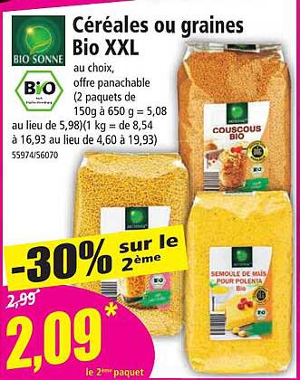 céréales ou graines bio xxl bio sonne