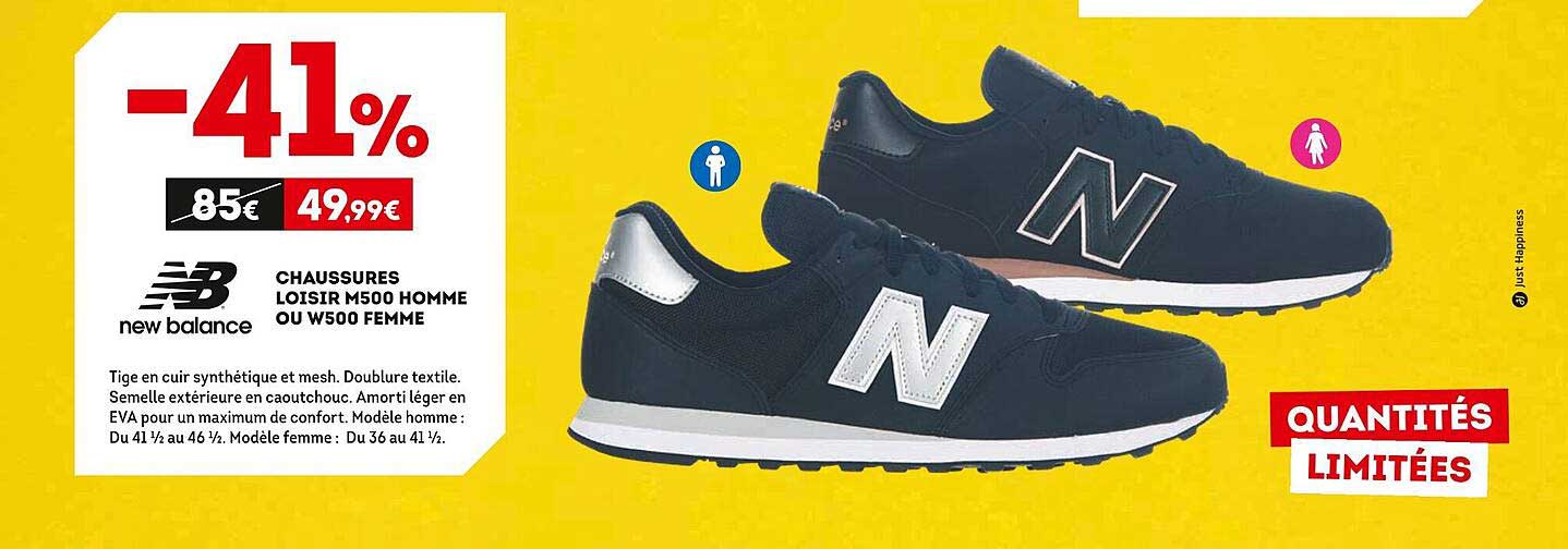 chaussures loisir m500 homme ou w500 femme new balance
