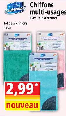 chiffons multi-usages avec coin à récurer saubermax