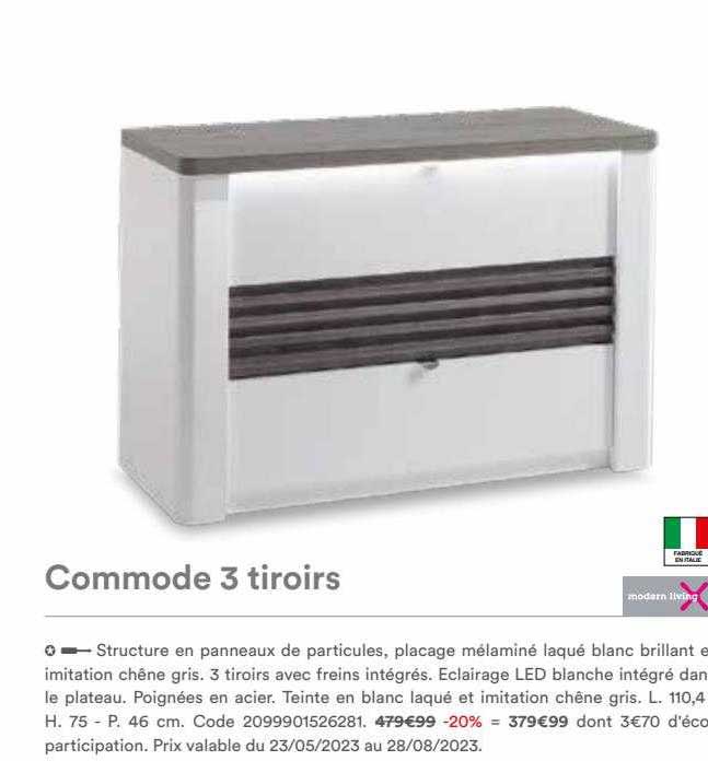 commode 3 tiroirs modern living
