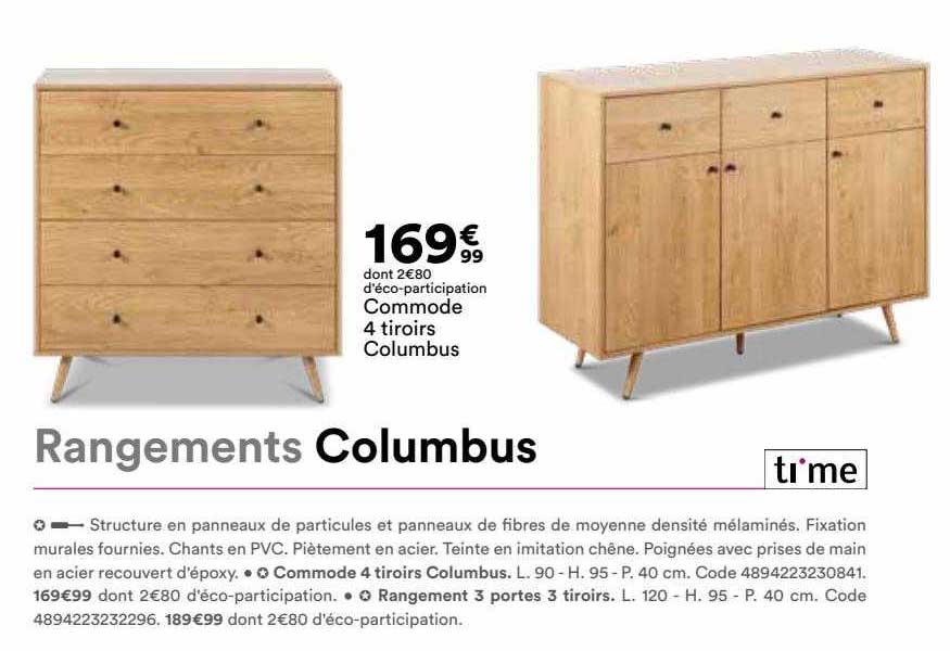 Commode 4 Tiroirs Columbus Ti'me