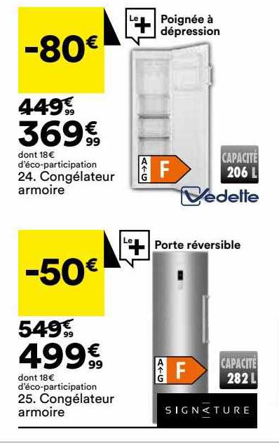 congélateur armorie vedetter, congélateur armoire signature