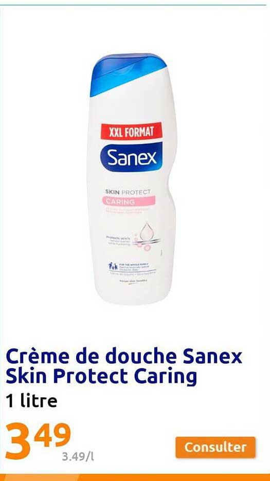 crème de douche sanex skin protect caring