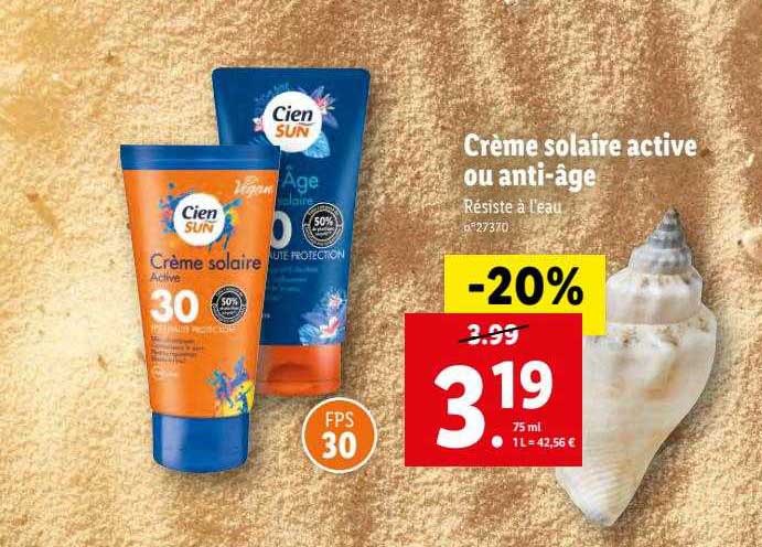 Crème Solaire Active Ou Anti-âge Cien Sun