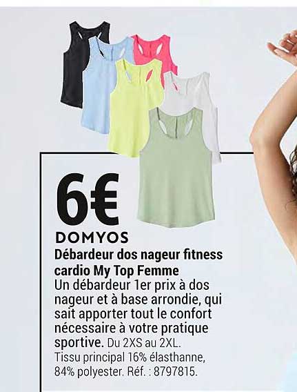 débardeur dos nageur fitness cardio my top femme domyos