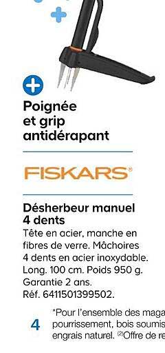 désherbeur manuel 4 dents fiskars
