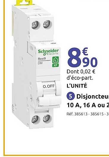 disjoncteur 10A, 16A ou 20A