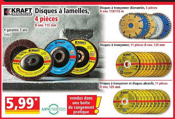 disques à lamelles, 4 pièces kraft werkzeuge