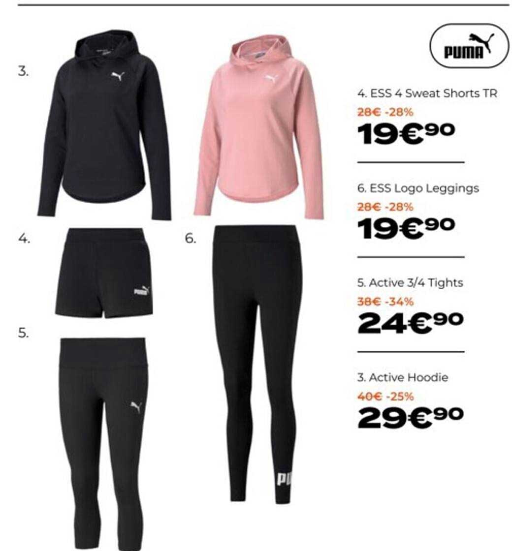 ess 4 sweat shorts tr puma, ess logo leggings puma, active 3-4 tights puma, active hoodie puma