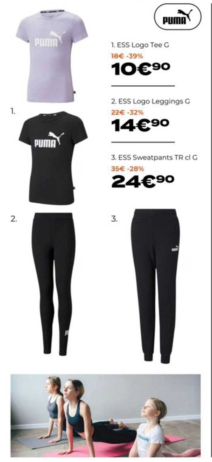 ess logo tee g puma, ess logo leggings g puma, ess sweatpants tr cl g puma