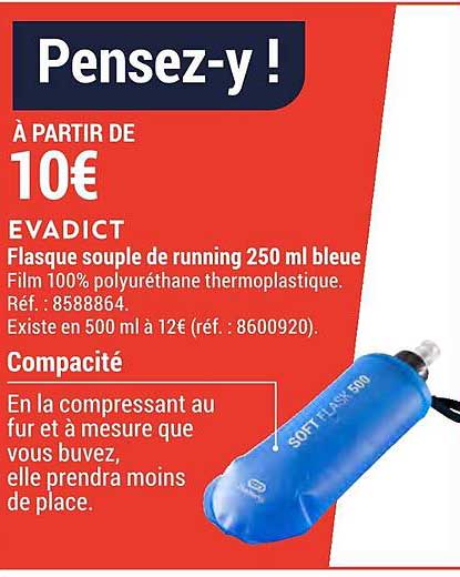 flasque souple de running 250m bleue evadict