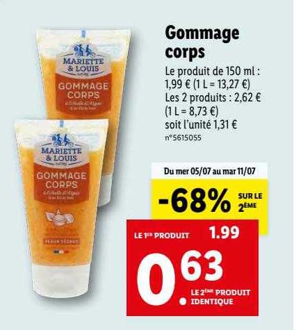 gommage corps mariette & louis