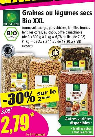 graines ou légumes secs bio xxl bio sonne