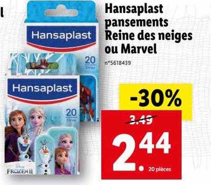 hansaplast pansements reine des neiges ou marvel