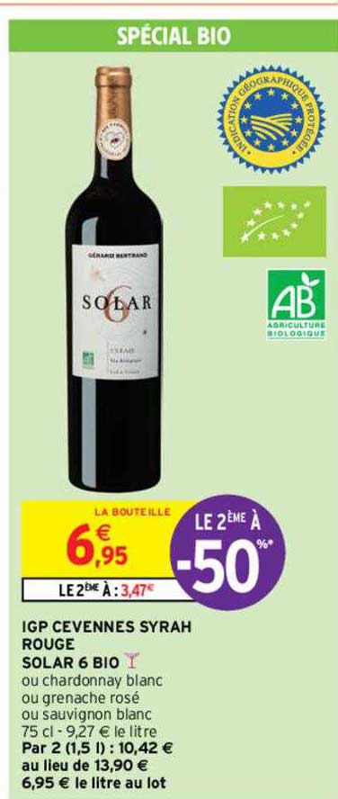 Igp Cevennes Syrah Rouge Solar 6 Bio
