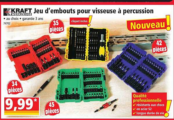 jeu d'embouts pour visseuse à percussion kraft werkzeuge