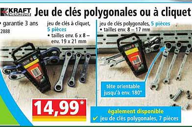 jeu de clés polygonales ou à cliquet kraft werkzeuge