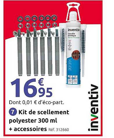 kit de scellement polyester 300ml + accessoires inventiv