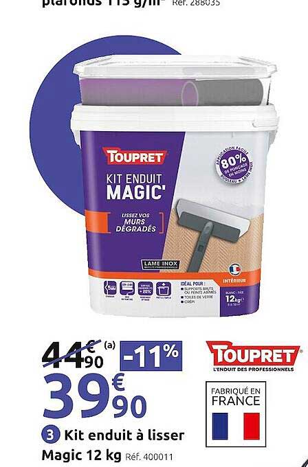 kit enduit à lisser magic 12 kg toupret