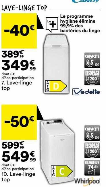 lave-linge top vedette, lave-linge top whirlpool