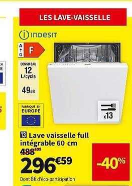 lave vaisselle full intégrable 60 cm