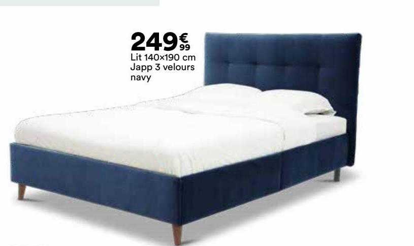 lit 140 x 190 cm japp 3 velours navy