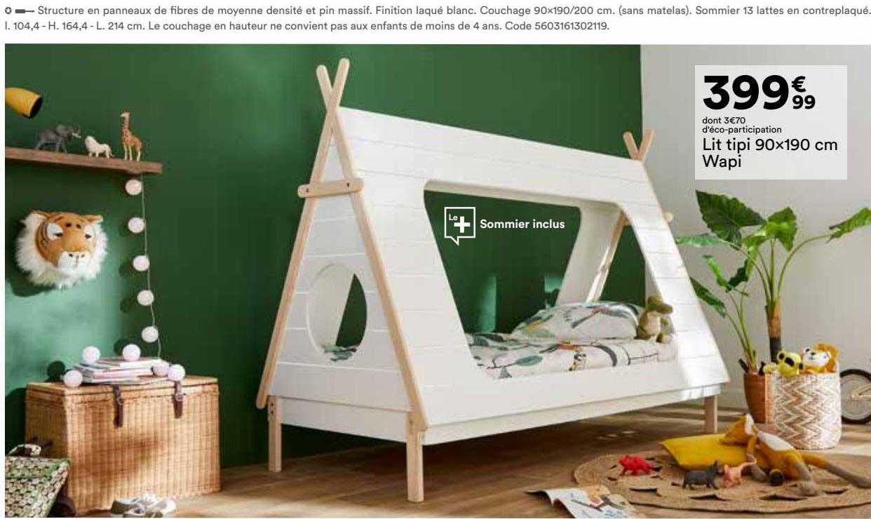 lit tipi 90x190 cm wapi