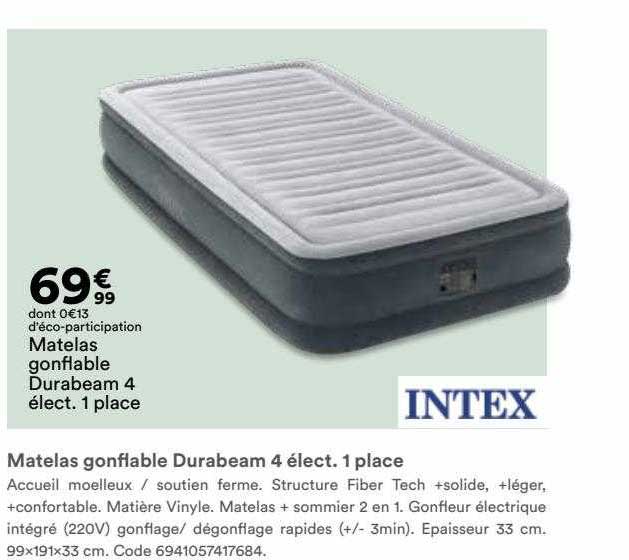 matelas gonflable durabeam 4 élect. 1 place