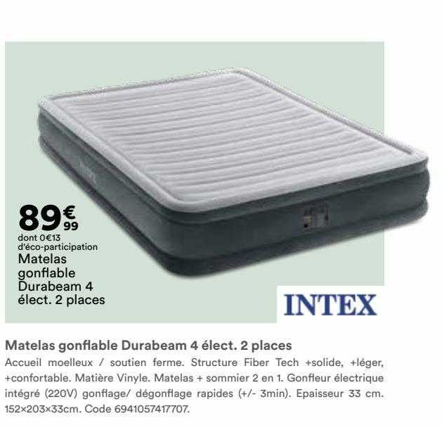 matelas gonflable durabeam 4 élect. 2 places intex