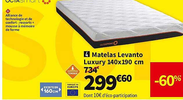matelas levanto luxury 140 x 190 cm
