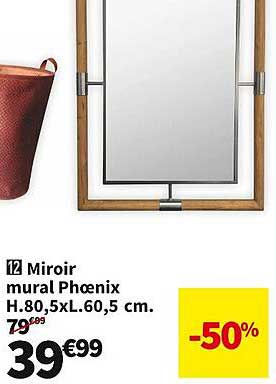 miroir mural phoenix h. 80,5 x l.60,5 cm