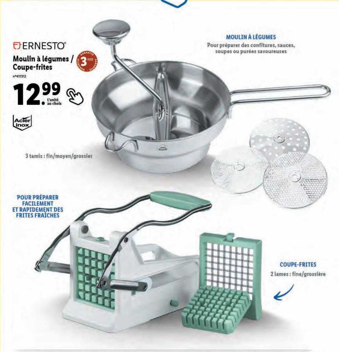 moulin à légumes coupe-frites ernesto