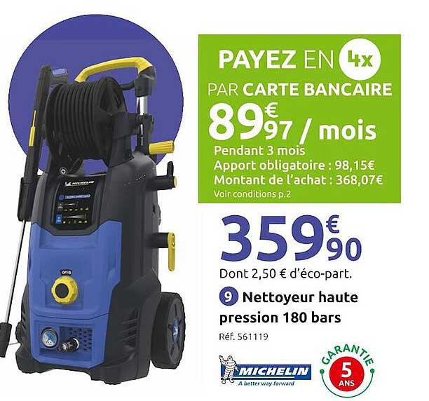nettoyeur haute pression 180 bars michelin