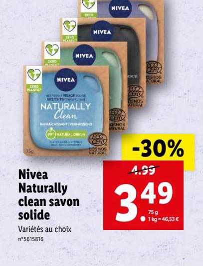 nivea naturally clean savon solide