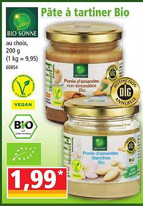 pâte à tartiner bio sonne