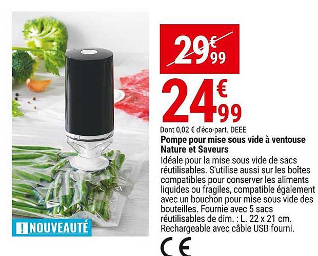 pompe pour mise sous vide à ventouse nature et saveurs